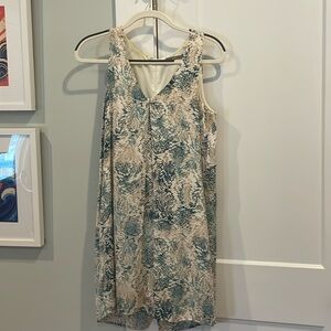 Tart pastel snake print a-line v-neck dress.